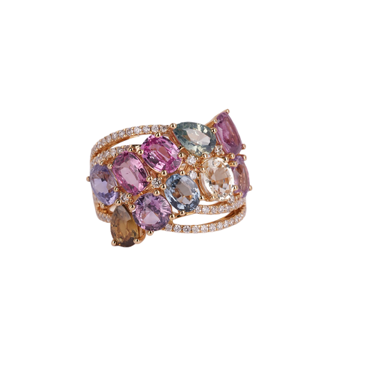 18k Yellow Gold Sapphire & Diamond Ring