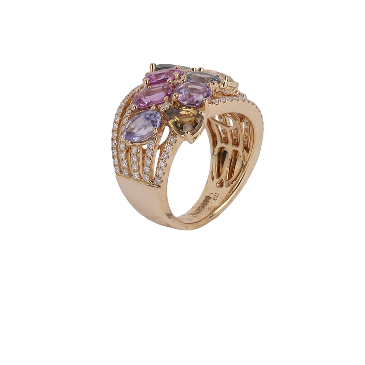 18k Yellow Gold Sapphire & Diamond Ring