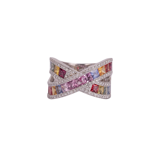 18K White Gold Sapphire & Diamond Ring