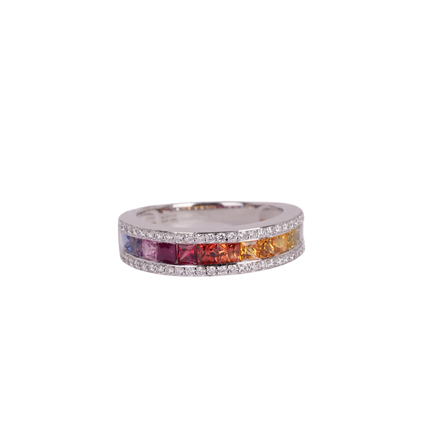 18K White Gold Sapphire & Ruby Diamond Ring