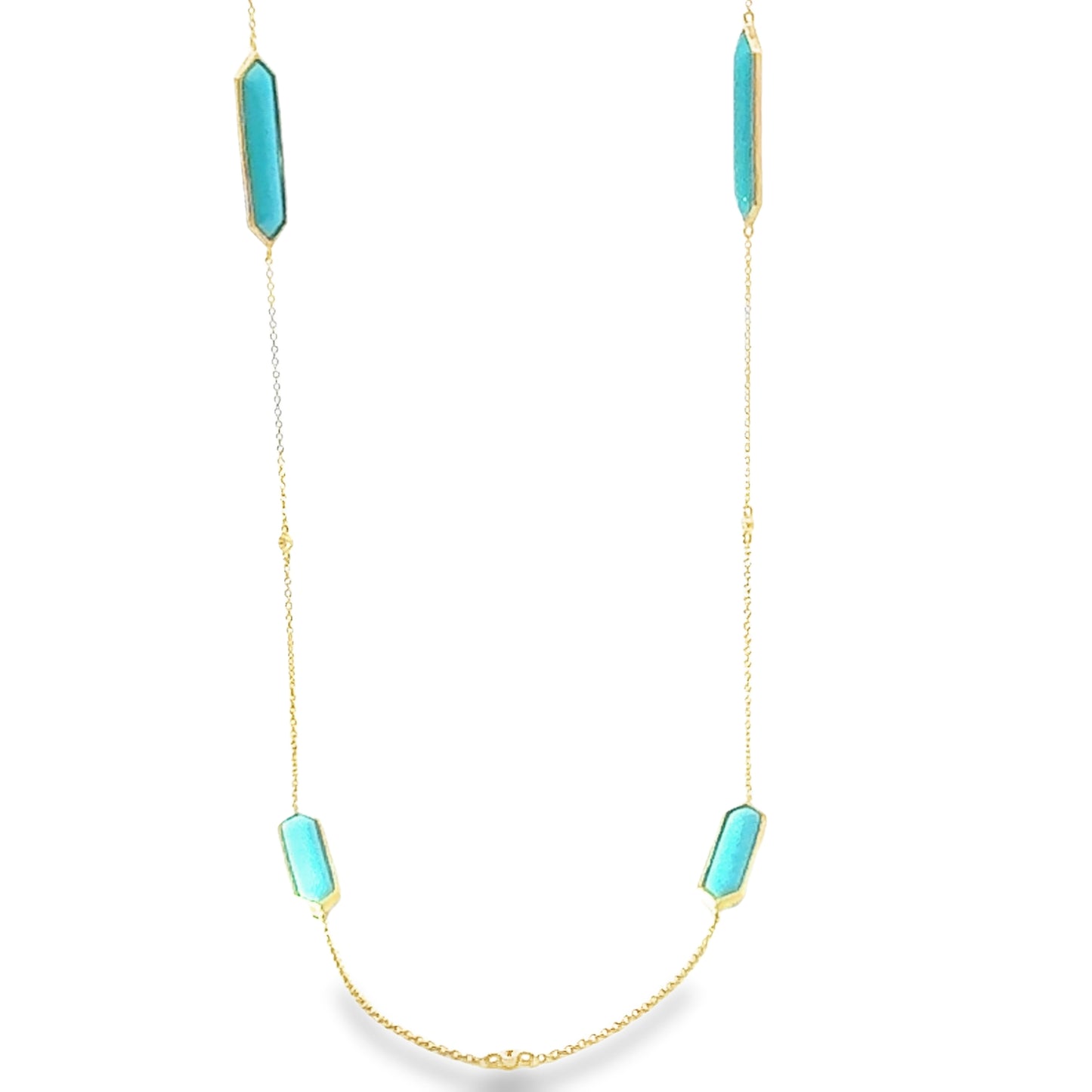 18K Yellow Gold Turquoise and Diamond Necklace (0.02ct)