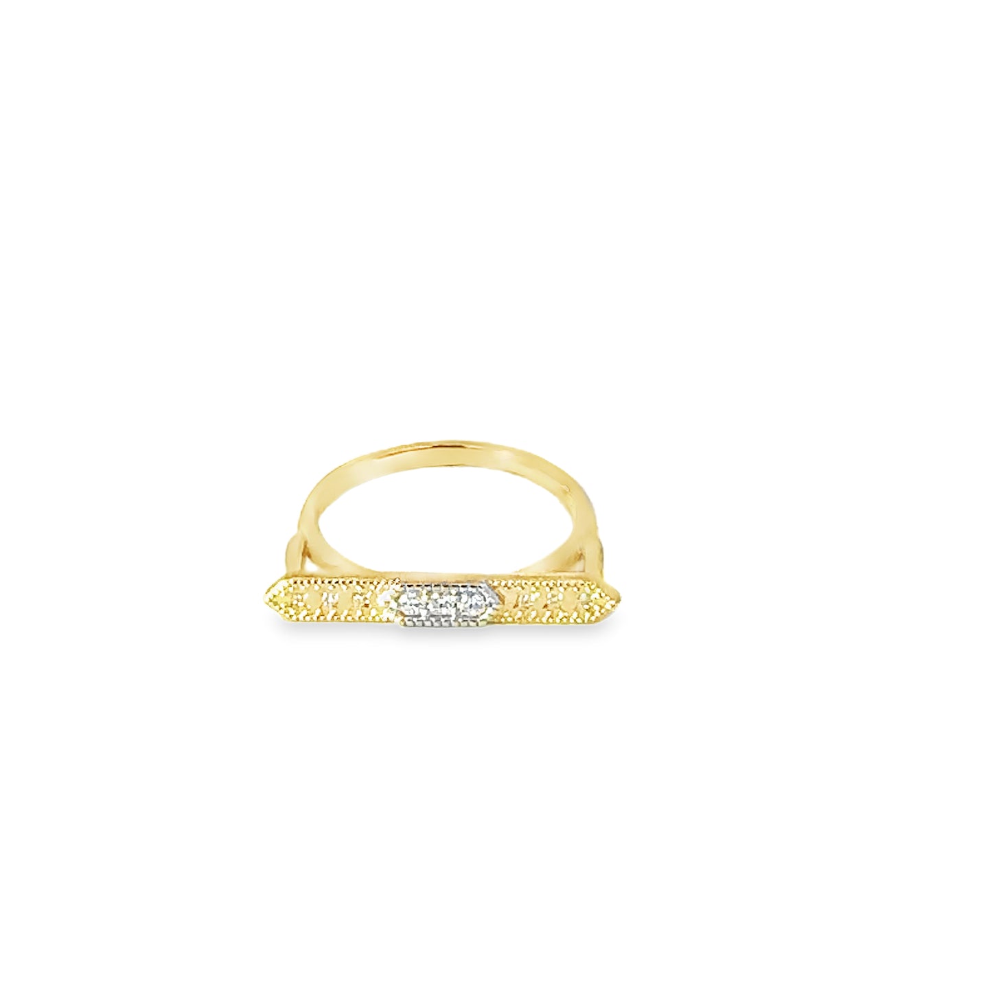 Elongated Hex East West White Diamond Stack Ring