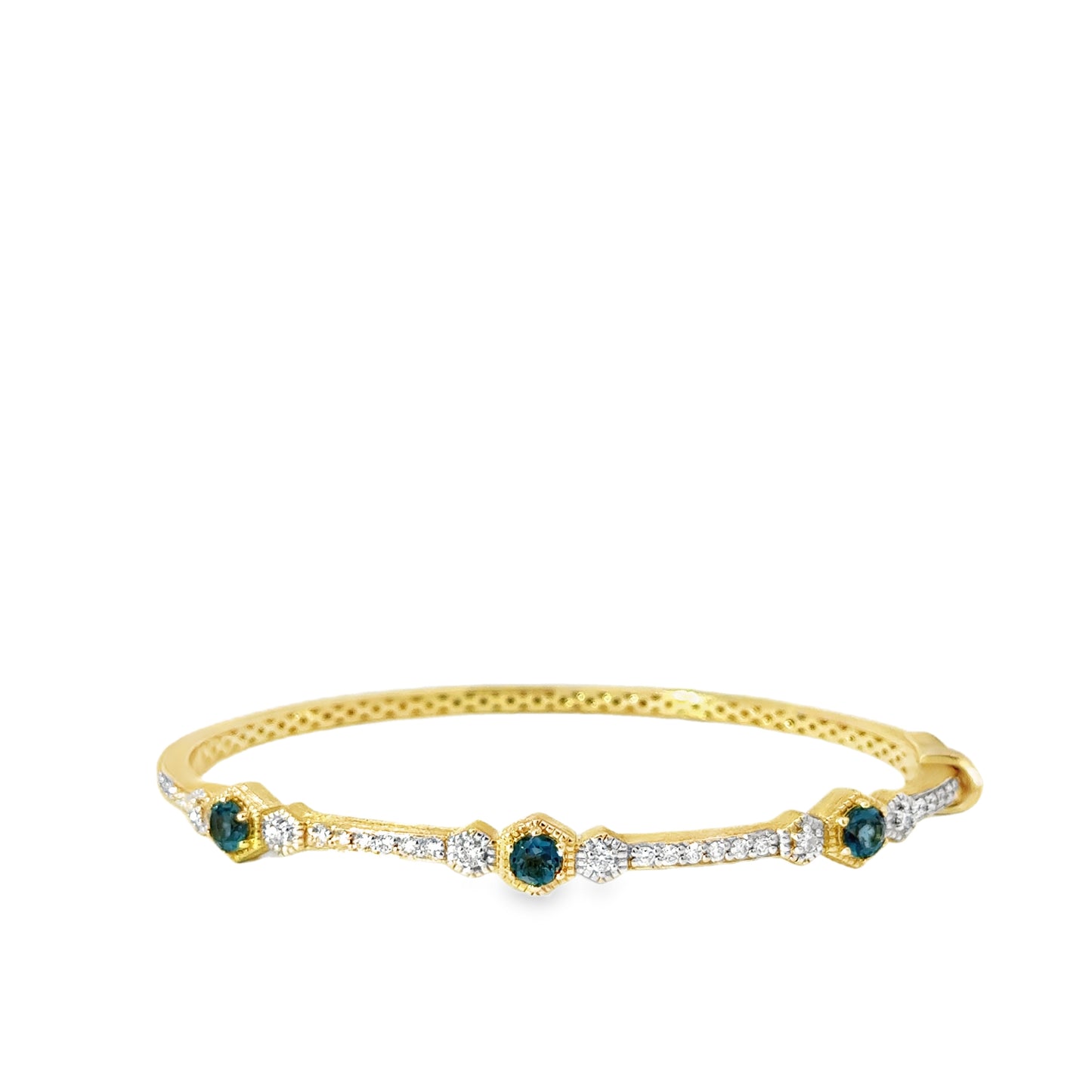 18K Yellow Gold Bracelet with Diamonds and London Blue Topaz