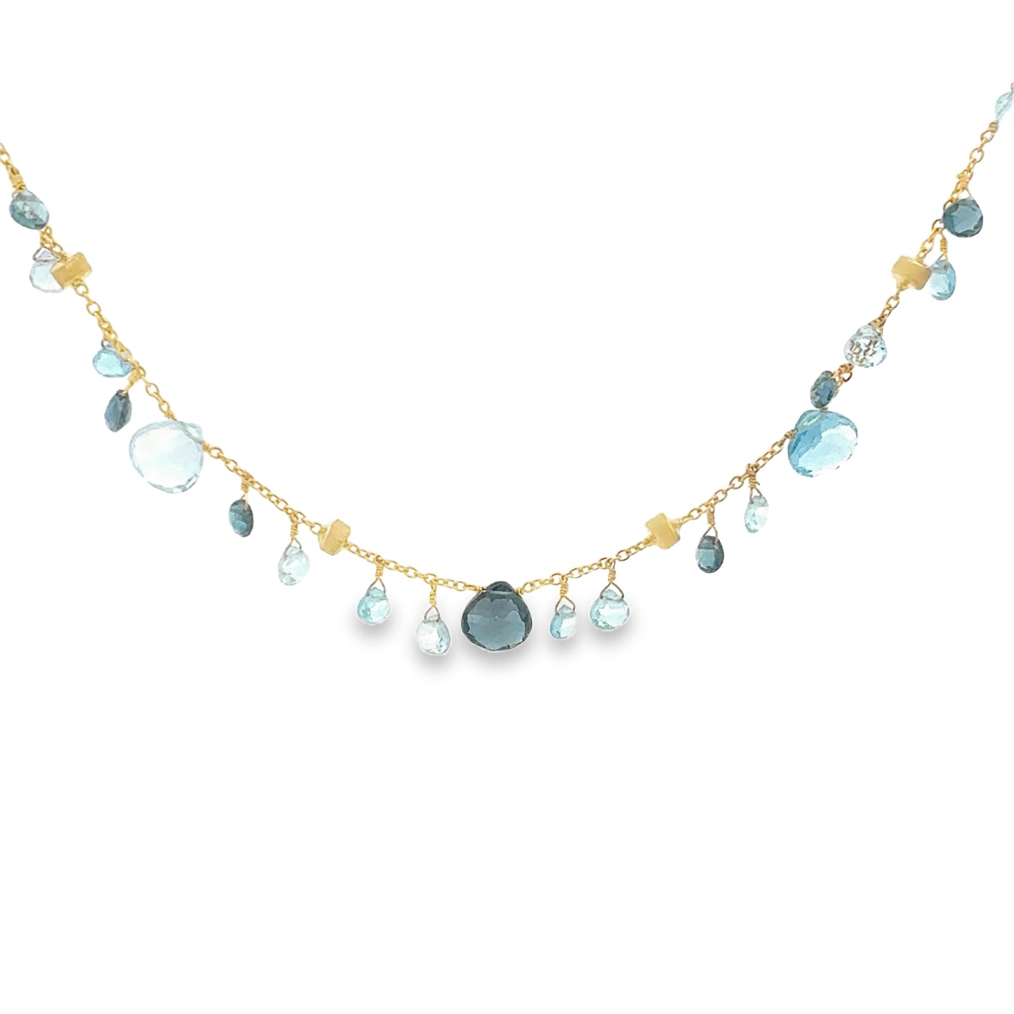 18K Yellow Gold Blue Topaz Accent Necklace