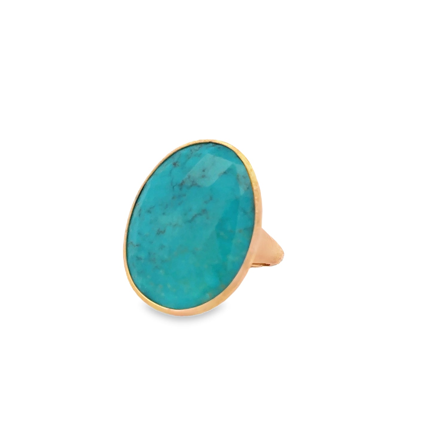 18K Yellow Gold Turquoise Inlay Ring