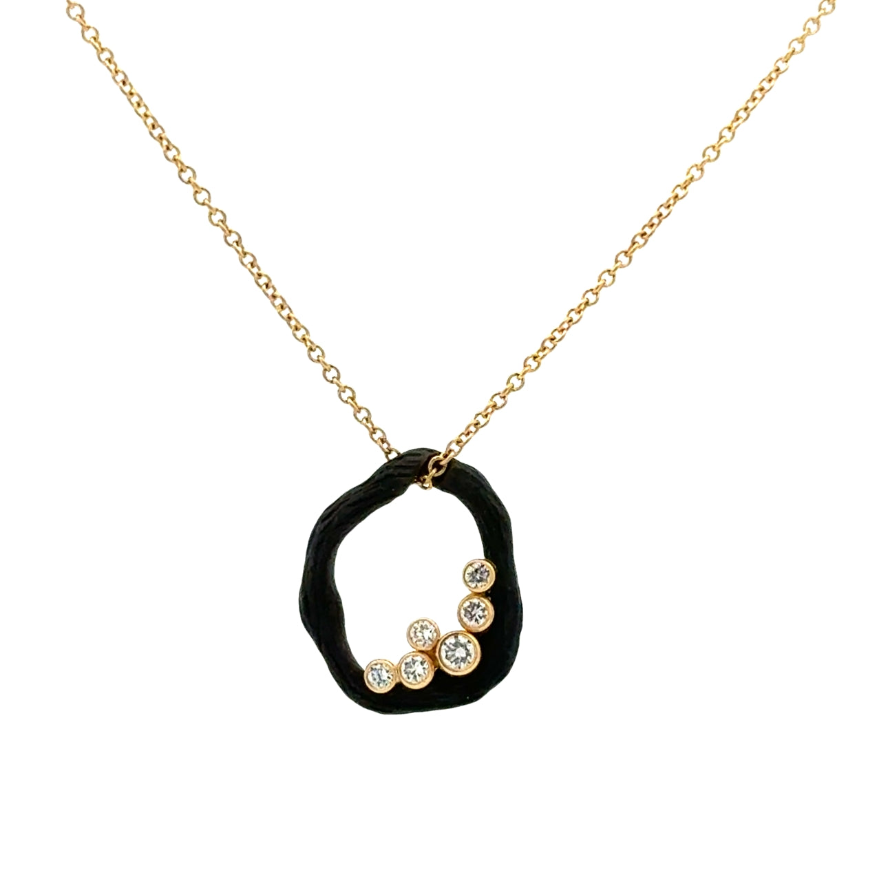 18K Yellow Gold Cobalt Chrome Diamond Necklace (0.17ct)