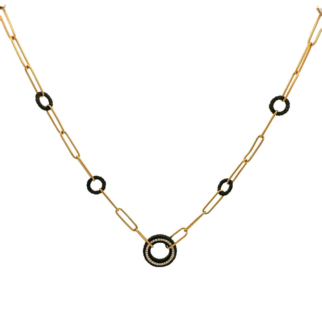 18K Yellow Gold Cobalt Chrome Diamond Link Necklace (0.35ct)
