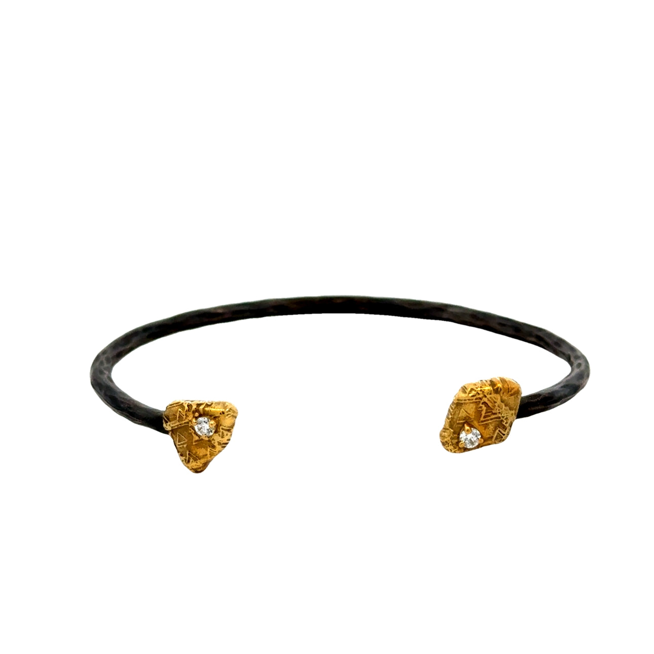18K Yellow Gold Cobalt Chrome Cuff Bracelet (0.10ct)