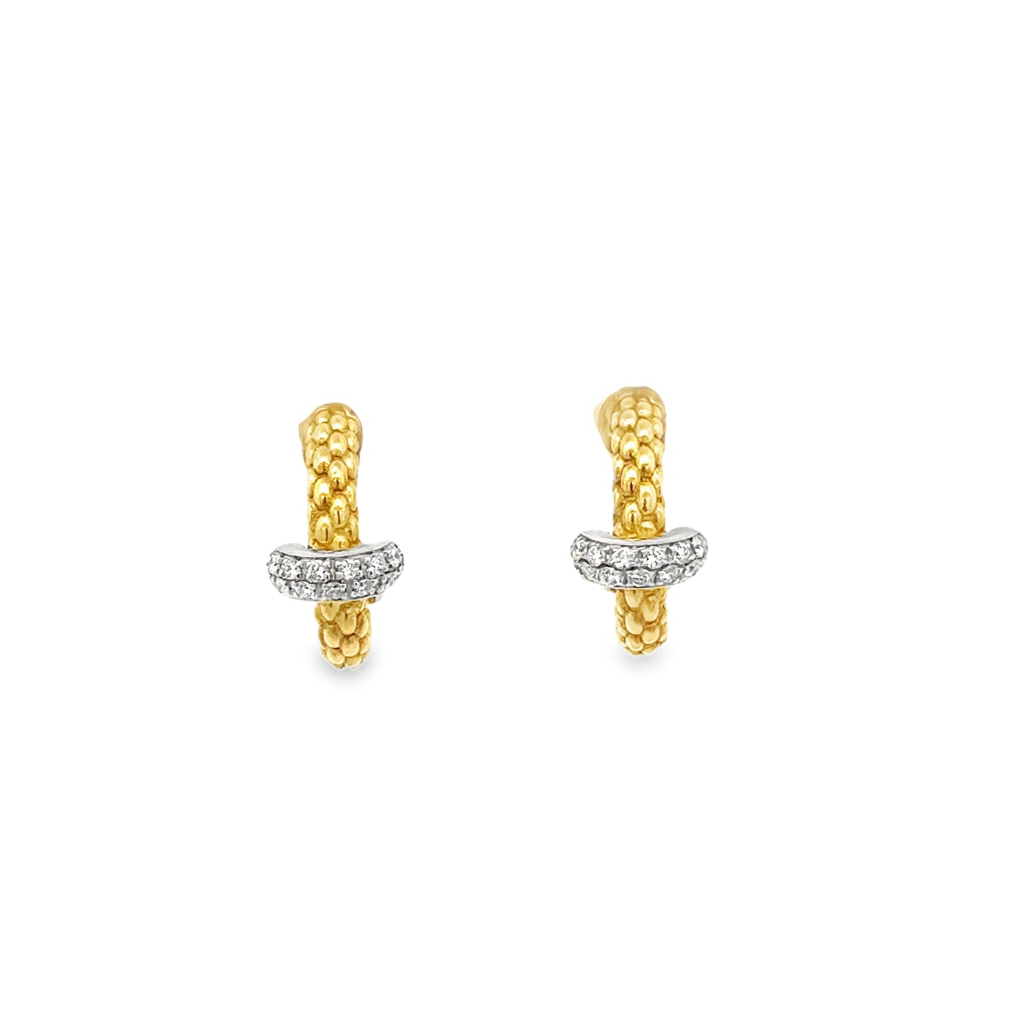 18K Yellow Gold Diamond Hoop Earrings (0.18ct)