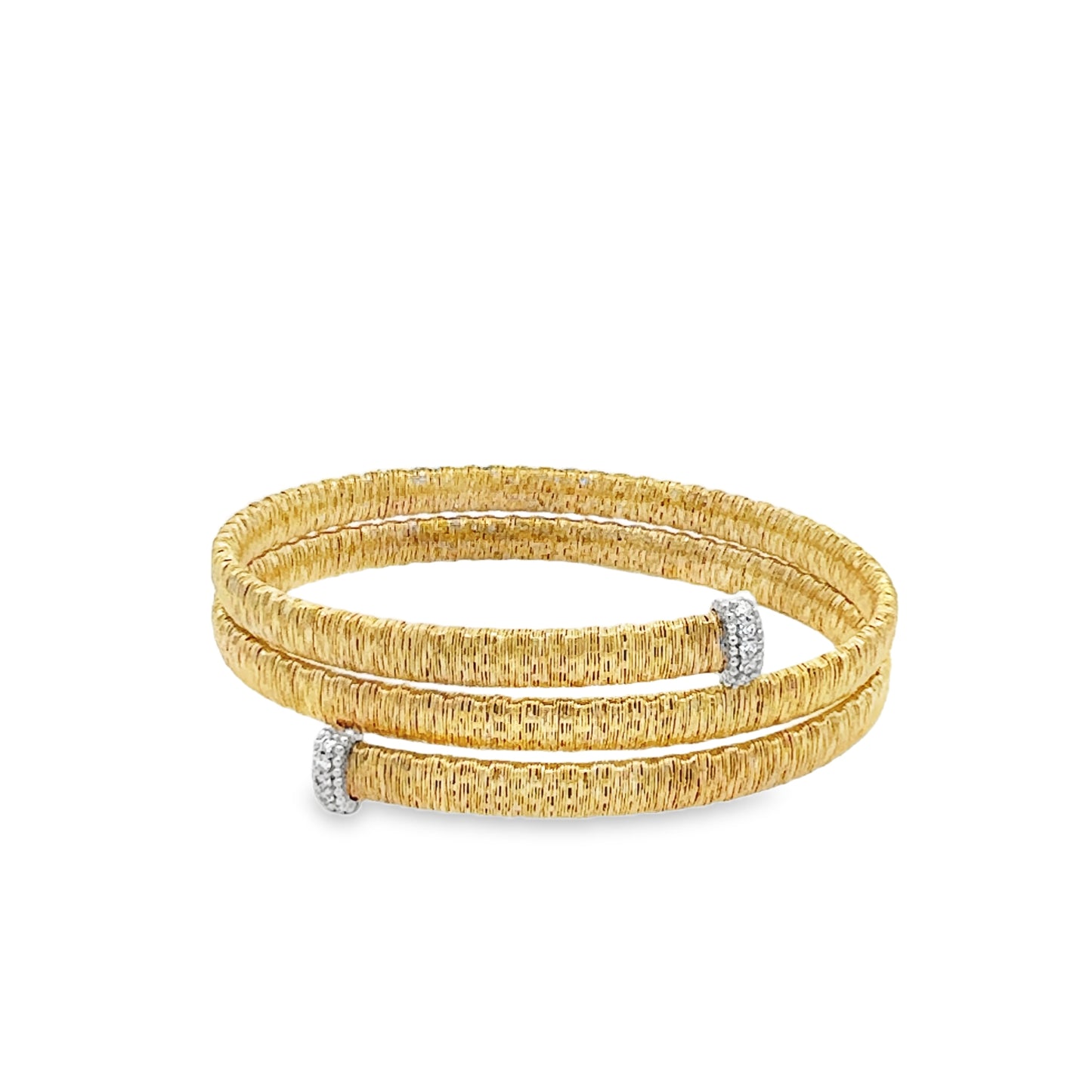 18K Yellow Gold & Titanium Diamond Coil Bracelet (0.14ct)