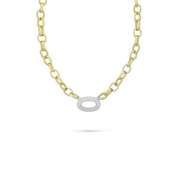 18K Yellow & White Gold Diamond Chain Necklace (0.99ct)
