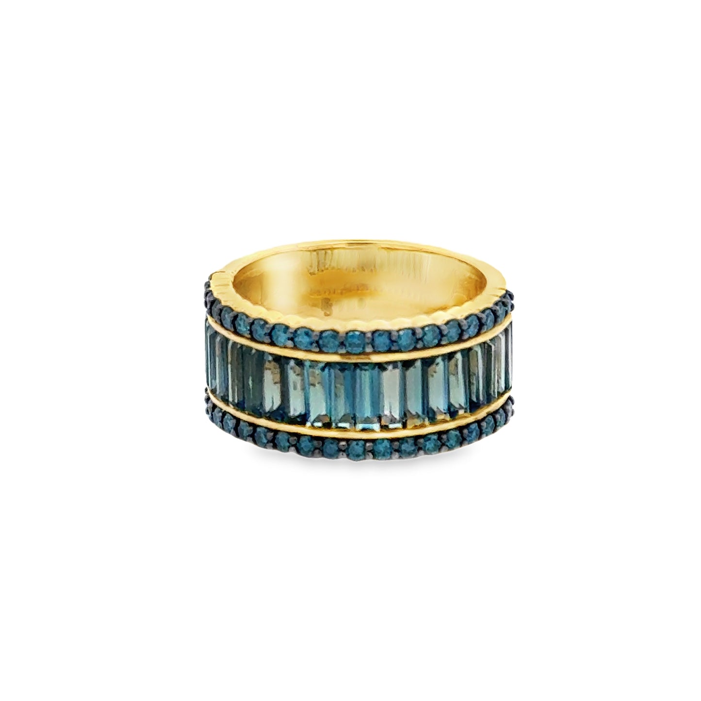 18K Yellow Gold Blue Diamond Semi-Eternity Ring (0.58ct)