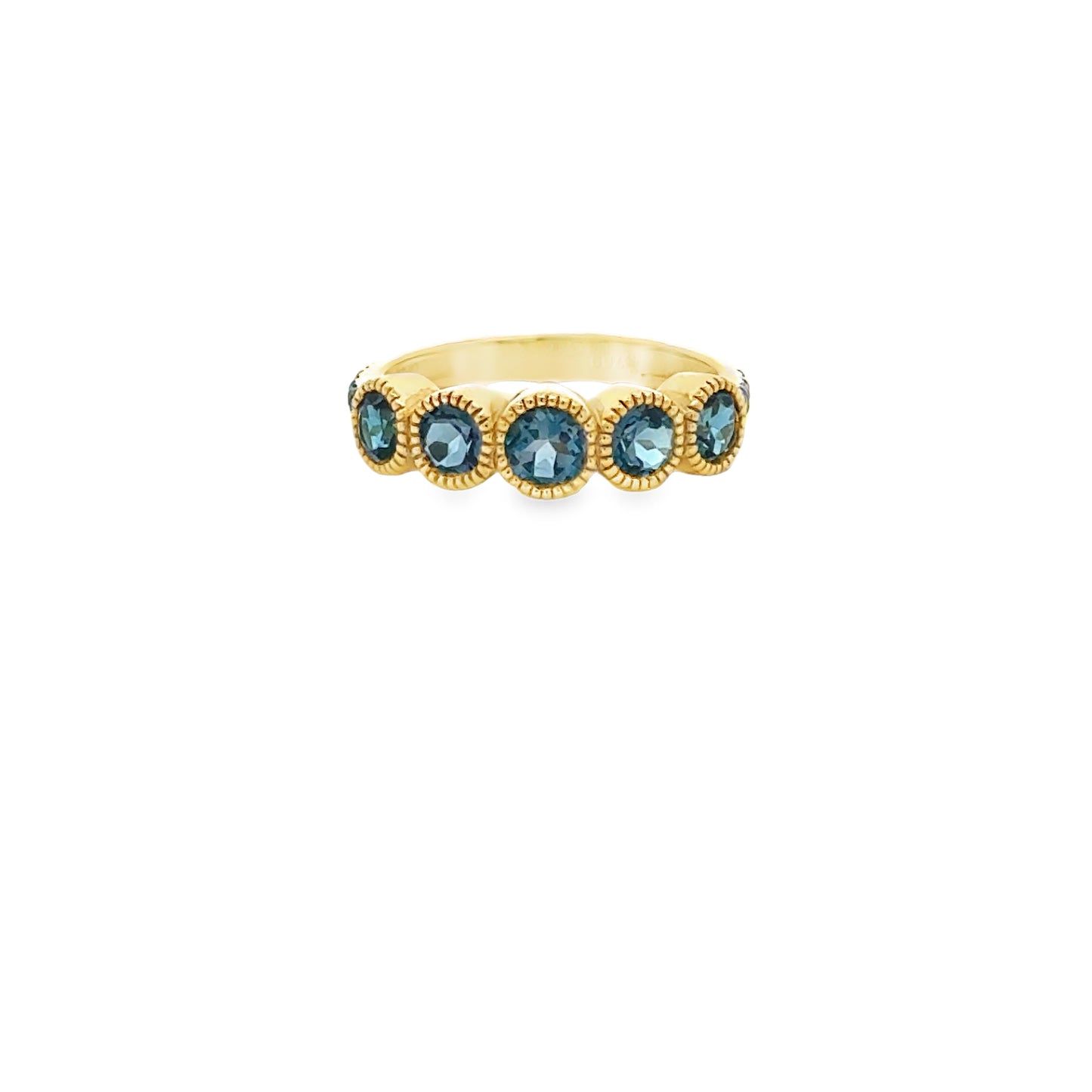 18K Yellow Gold London Blue Topaz & Blue Diamond Ring