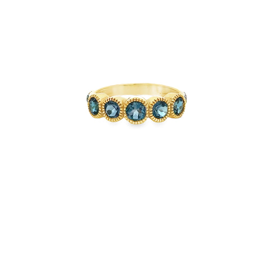 18K Yellow Gold London Blue Topaz & Blue Diamond Ring