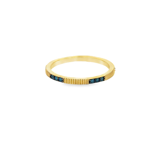 18K Yellow Gold Blue Diamond Stackable Eternity Band