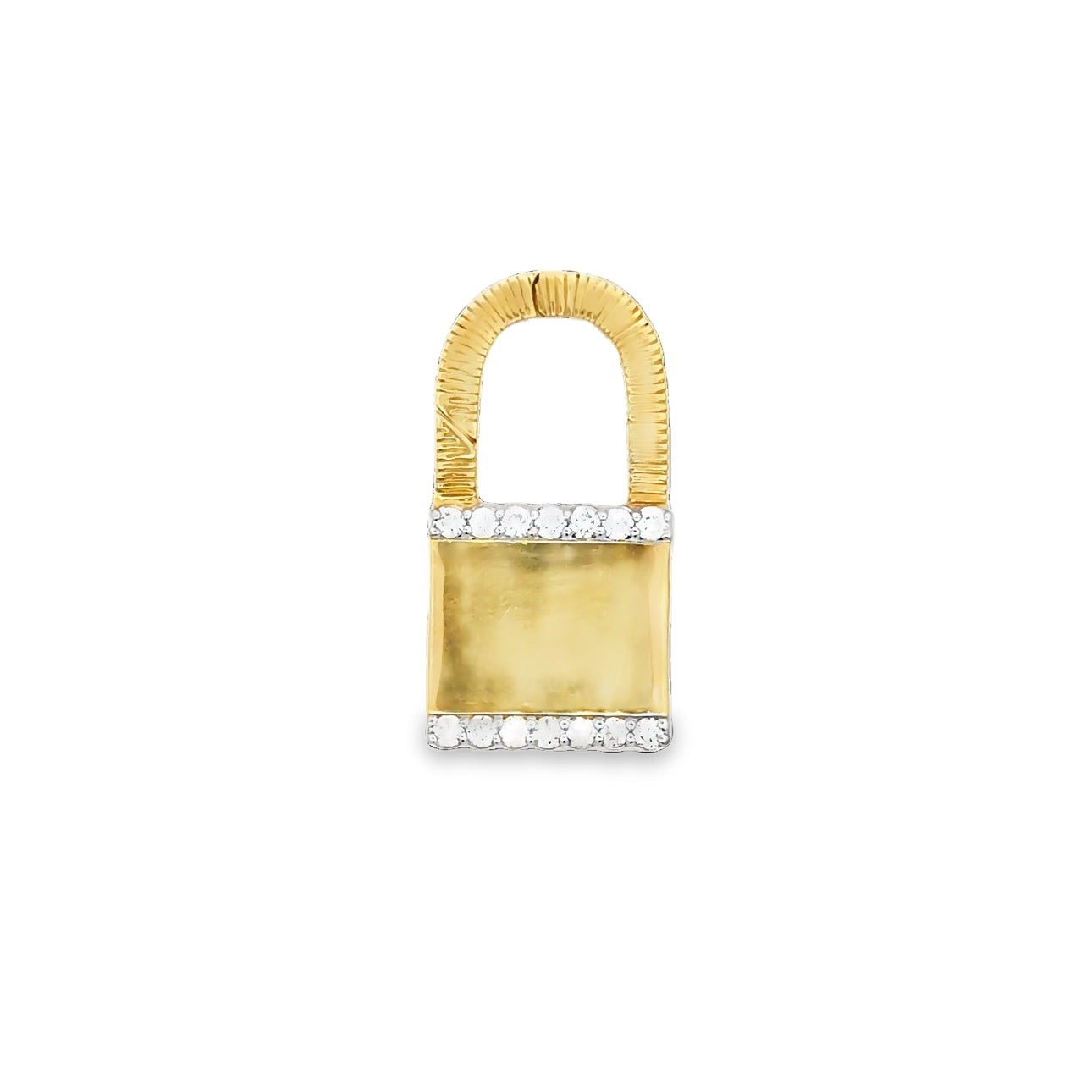 18K Yellow Gold Diamond Lock Pendant (0.10ct)