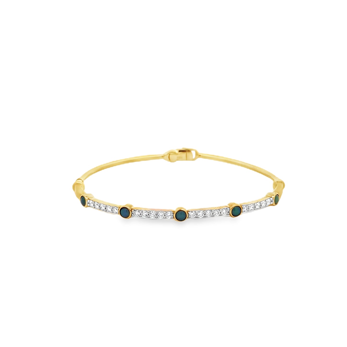 18K Yellow Gold Opal & Diamond Bangle Bracelet (0.80ct Diamonds)