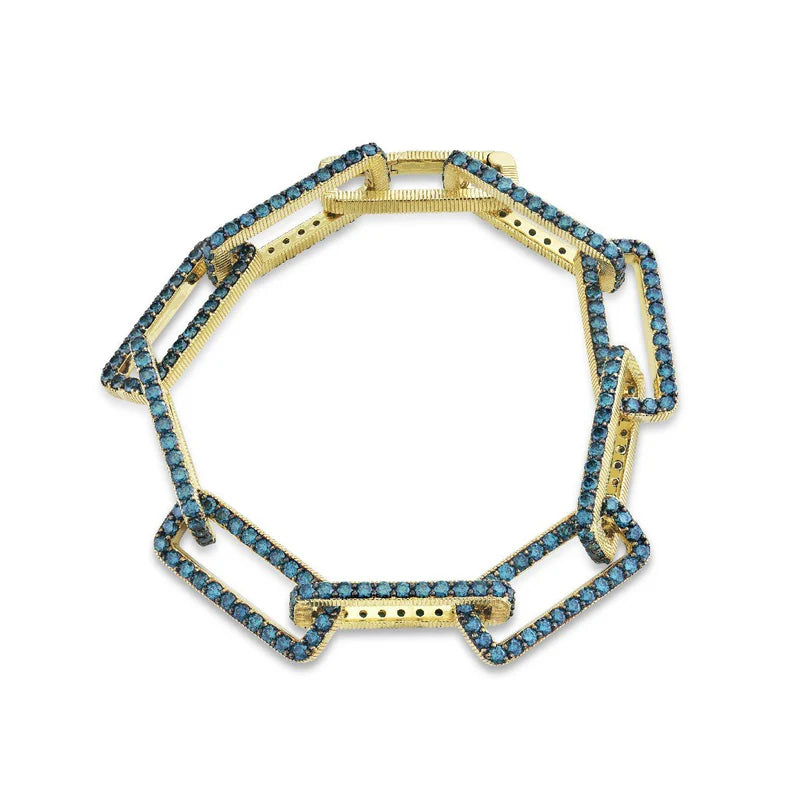 18K Yellow Gold Blue Diamond Link Bracelet (5.00ct)