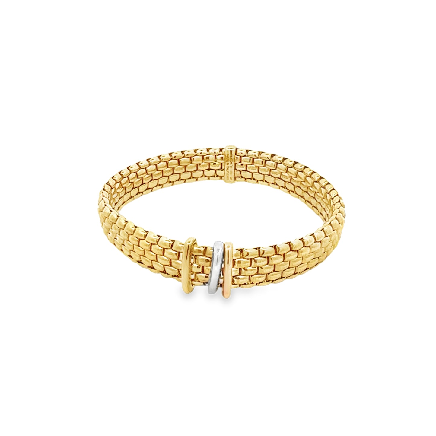 18K Yellow Gold Bracelet with Tri Color Accents