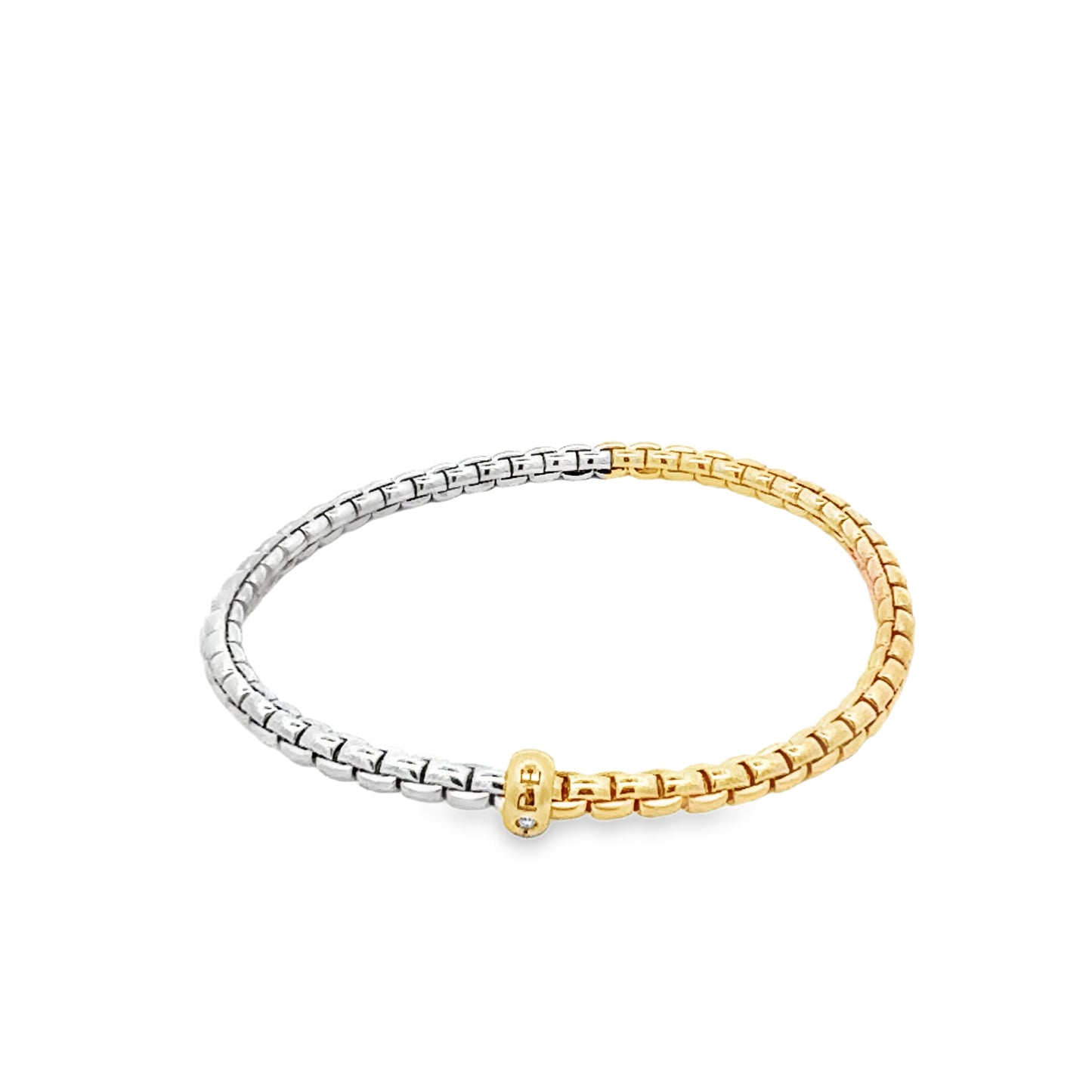 18K Two Tone Gold Diamond Bracelet (0.01ct)