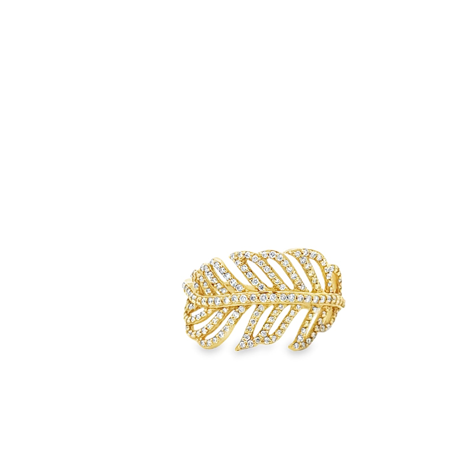 18K Yellow Gold Diamond Feather Ring (0.66ct)