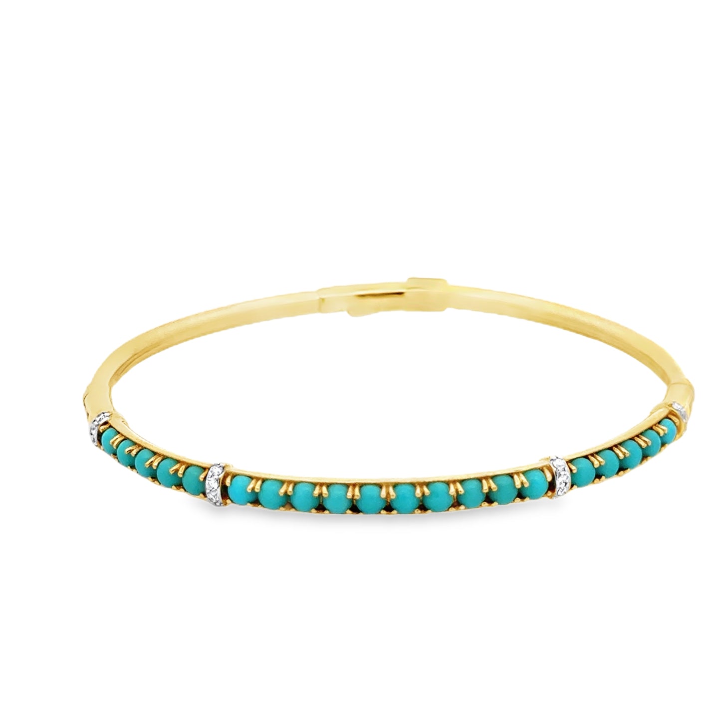 18K Yellow Gold Turquoise & Diamond Bangle Bracelet (0.10ct Diamonds)