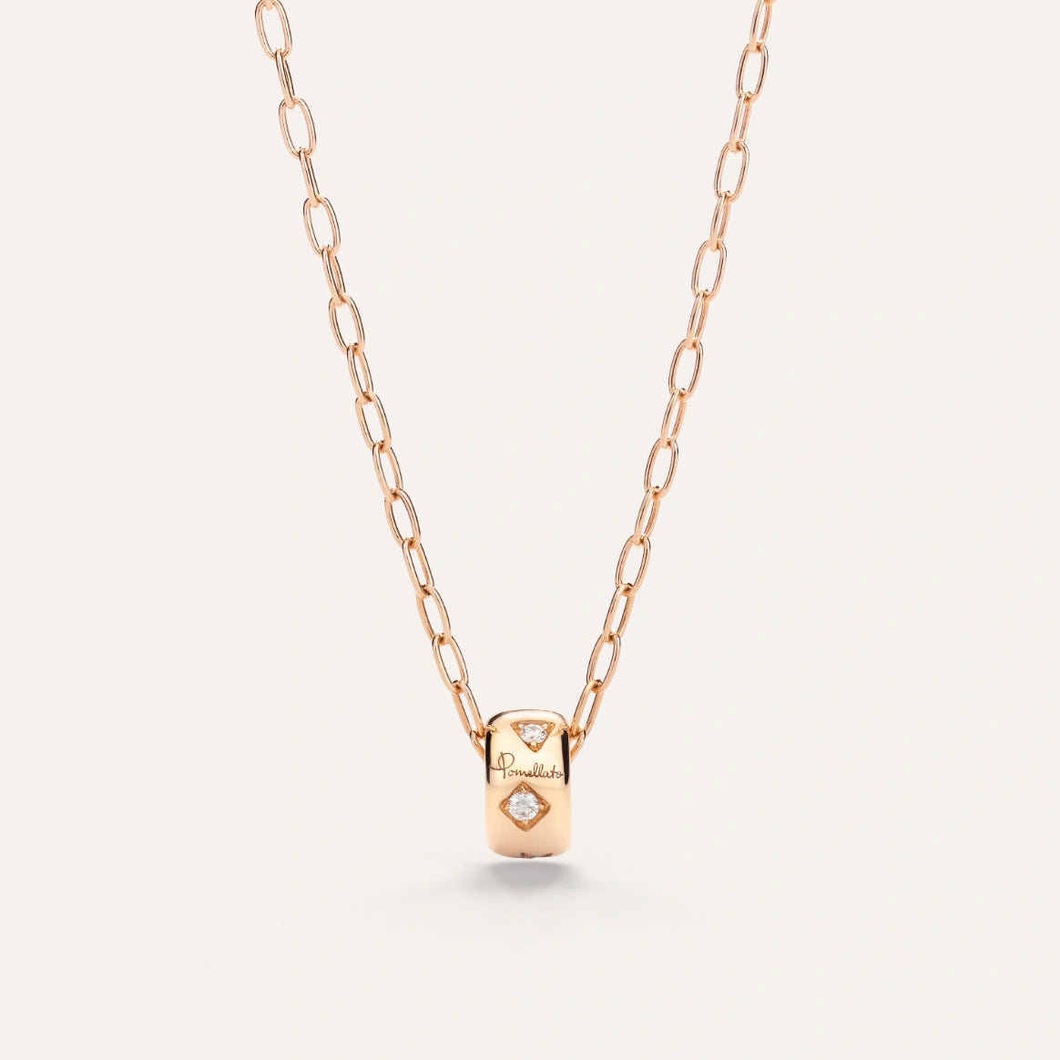 18K Rose Gold Diamond Pendant Necklace