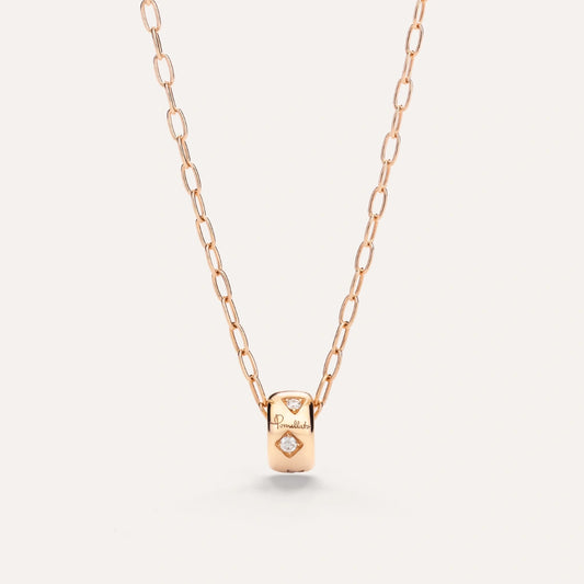 18K Rose Gold Diamond Pendant Necklace
