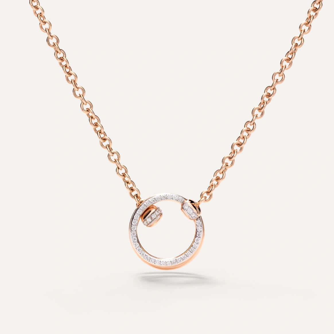 18K Rose Gold Diamond Pendant Necklace 52 Round Brilliant White Diamonds