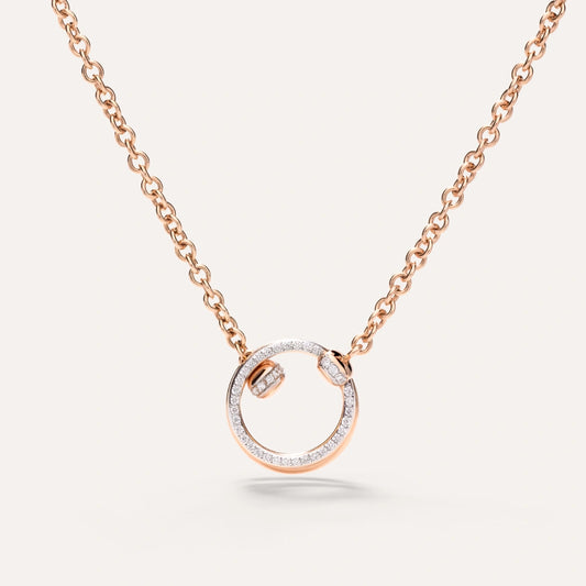 18K Rose Gold Diamond Pendant Necklace 52 Round Brilliant White Diamonds