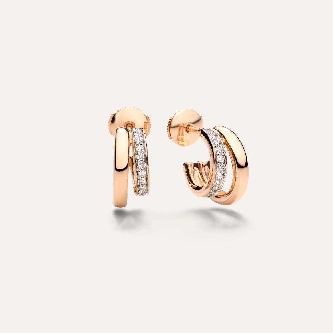18K Rose Gold Diamond Pomellato Together Hoop Earrings (0.32ct)