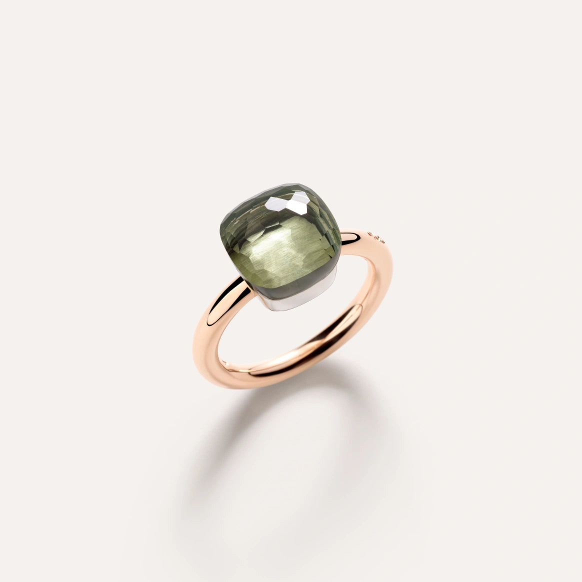 18K Rose Gold Green Quartz Nudo Classic Ring