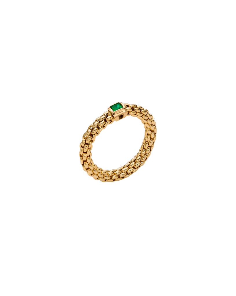 18K Yellow Gold Emerald Flex'It Ring