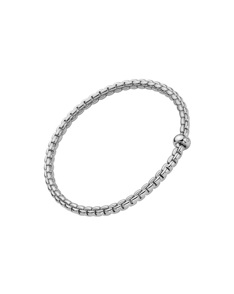 18K White Gold Diamond Bracelet with Round Brilliant Cut Diamonds