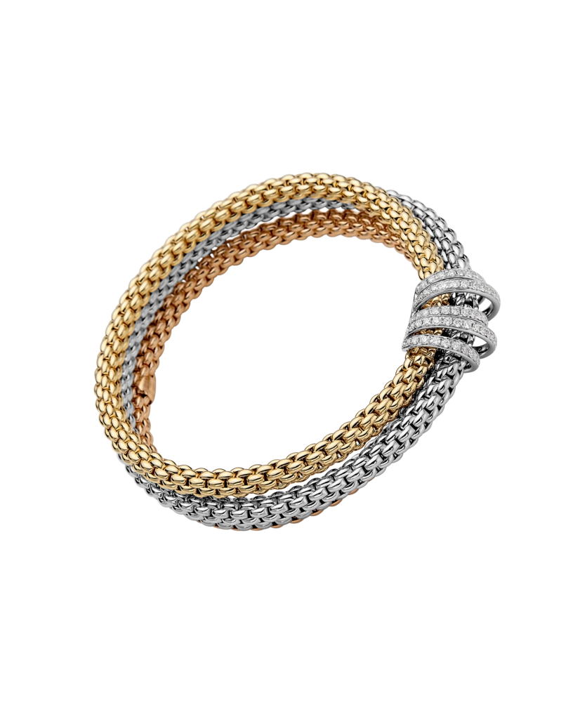 18K 3 Tone Gold Flex'It Bracelet with Diamond Pave (1.20ct)