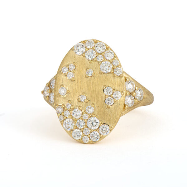 18K Yellow Gold Diamond Provence Confetti Ring - Round Brilliant Cut Diamonds