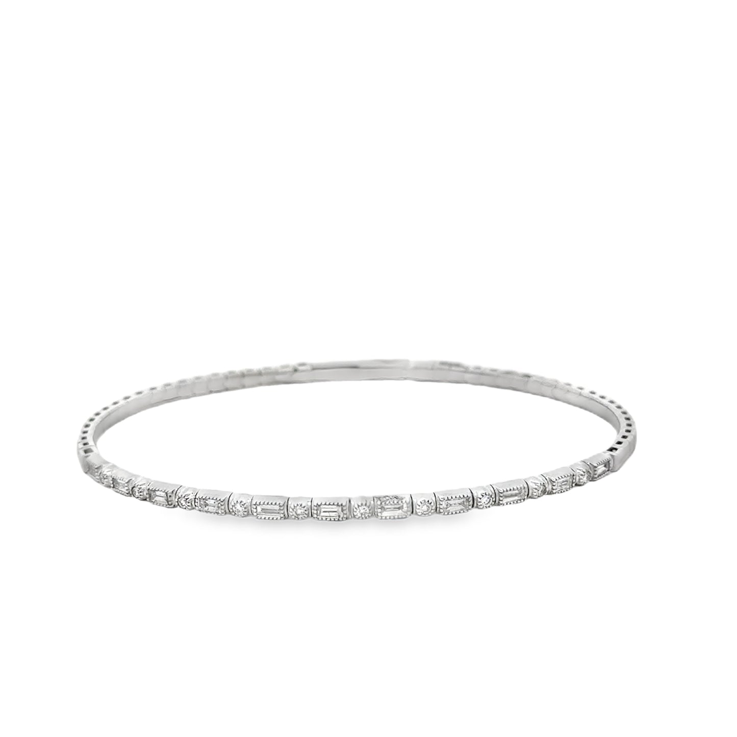 14K White Gold Diamond Bangle Bracelet (0.45ct)