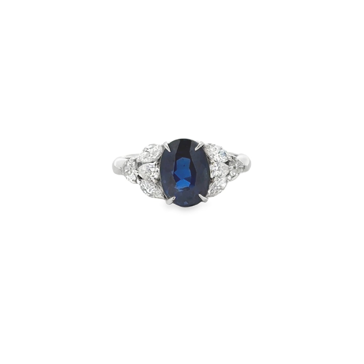 Platinum 900 Blue Sapphire & Diamond Bangle Bracelet (3.07ct Diamonds)