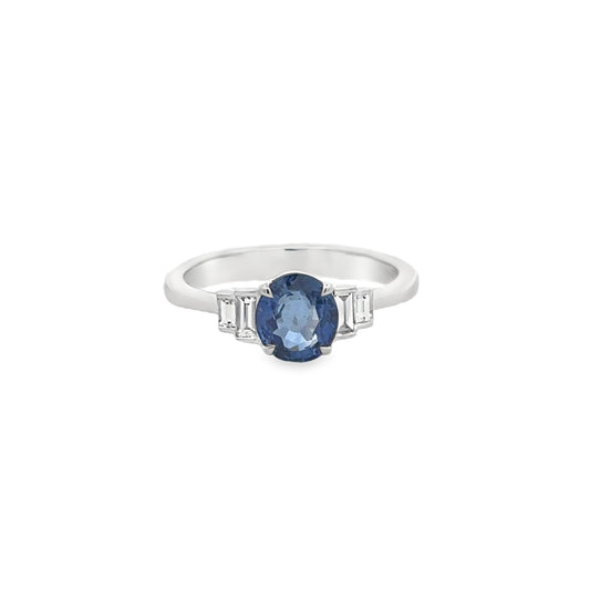 18K White Gold and Blue Sapphire (1.51ct)