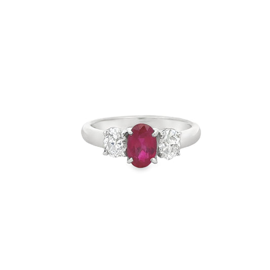 Platinum 900 Ruby & Diamond Fashion Ring