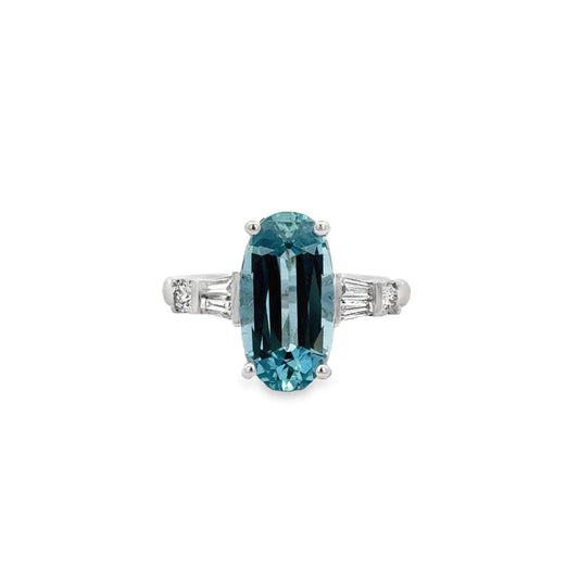 18K White Gold Aquamarine & Diamond Fashion Ring (3.34ct)