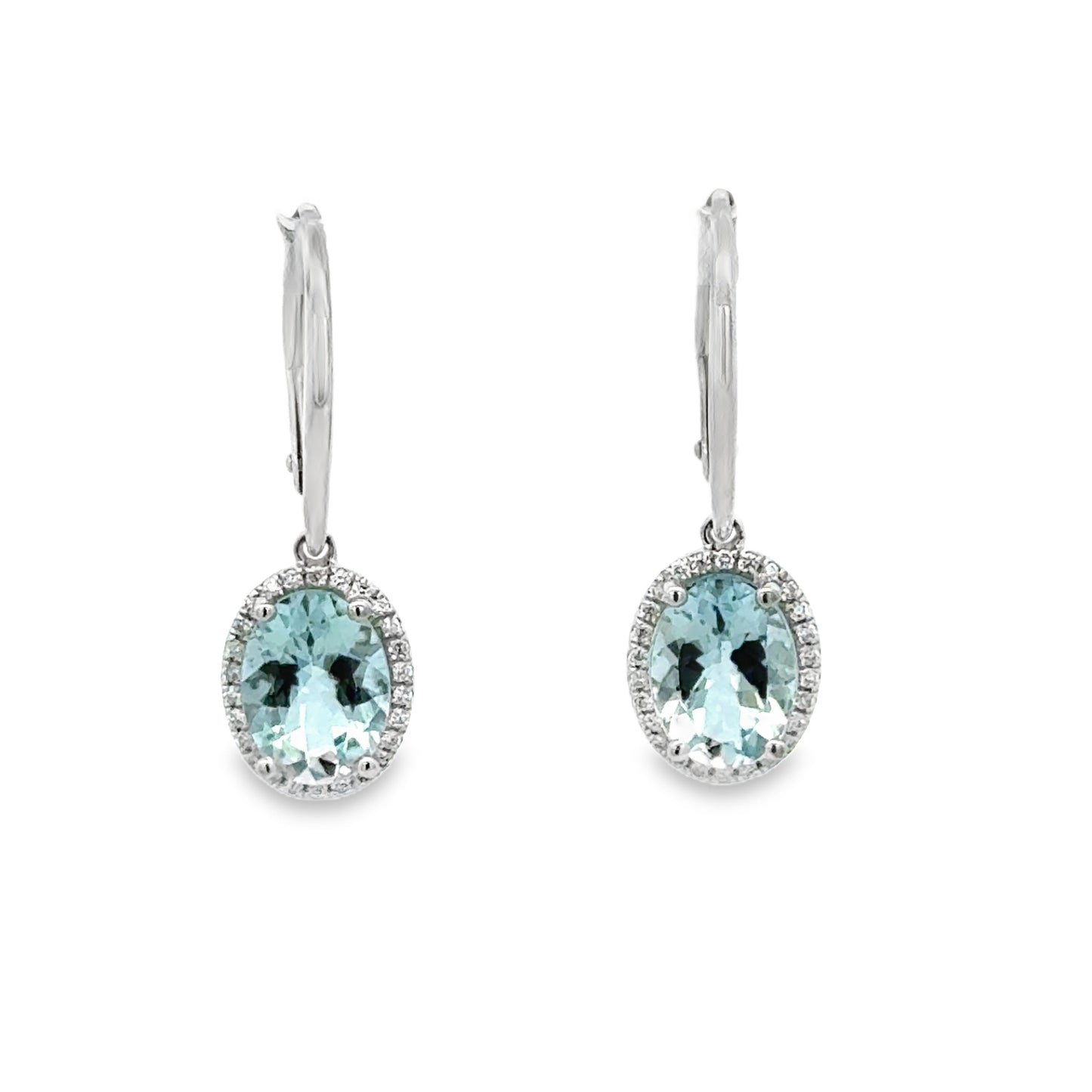14K White Gold Aquamarine Drop Earrings (2.18ct)
