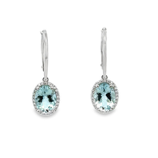 14K White Gold Aquamarine Drop Earrings (2.18ct)