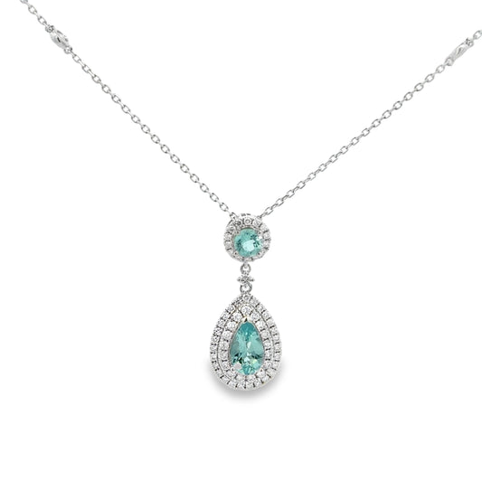 18K White Gold Paraiba Tourmaline Pendant