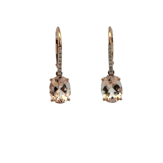 14K Rose Gold Morganite Drop Earrings (3.49ct)