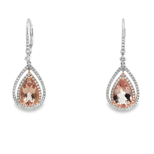 14K Tt Gold Morganite Drop Earrings (3.74ct)