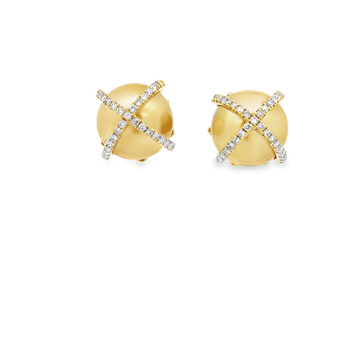 14K Yellow Gold and South Sea Pearl Stud Earrings