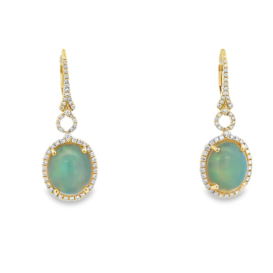 14K Yellow Gold Ethiopian Opal Drop Earrings (6.04ct)