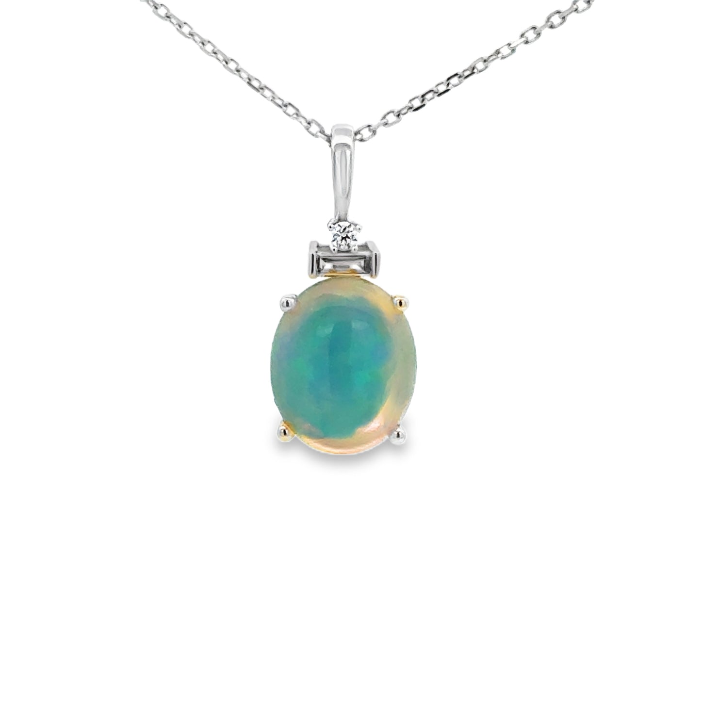 14K White Gold and Ethiopian Opal Pendant (1.97ct)