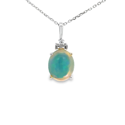 14K White Gold and Ethiopian Opal Pendant (1.97ct)